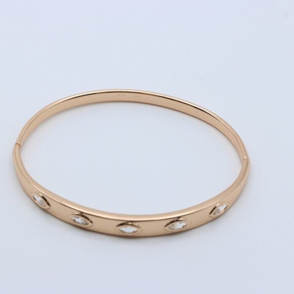 Elegant Rose Gold Bangle with Marquise-Cut Sparkling Stones, XPBL0490 - Picture 2 of 12